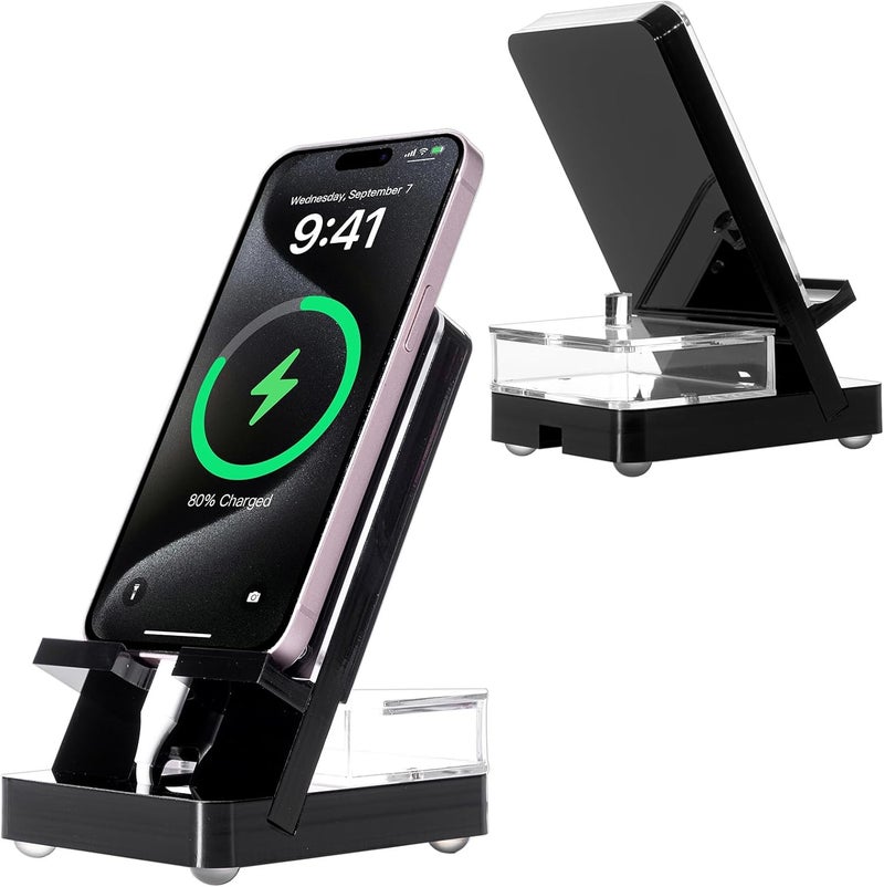 GDUSMCN Acrylic Phone Holder Firm，Phone Stand for Desk，Star Decorations and Not Easily Damaged，Office Accessories，Novel Design,Pink Black and Clear. (Black) - Image 1